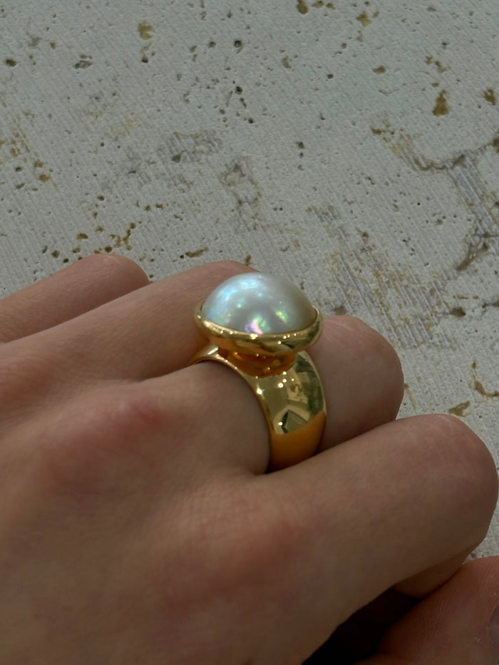 Mabe Pearl Ring Gold | Gold Vermeil Pearl Statement Ring Australia
