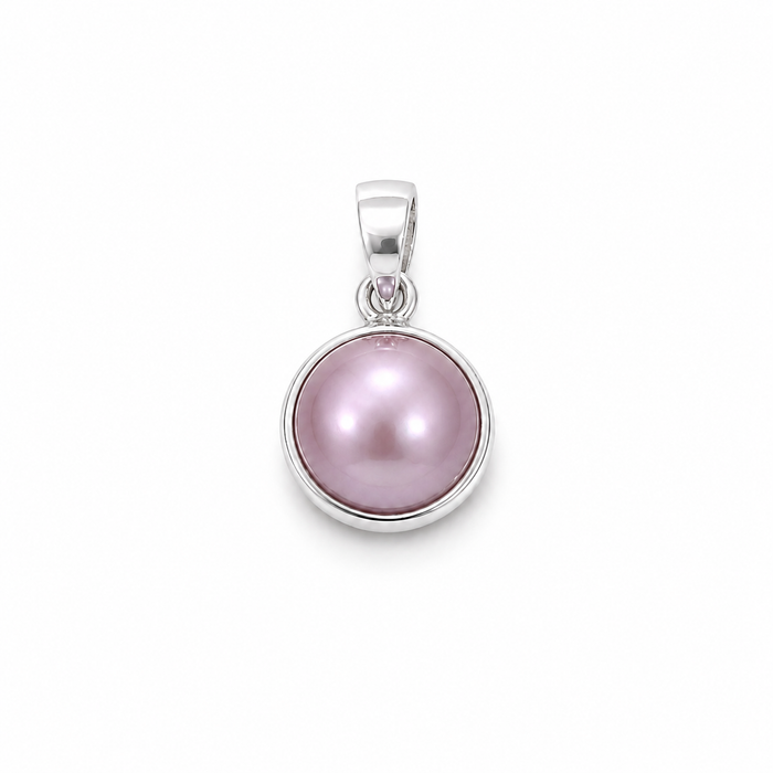 Mabe Sunset Pearl Pendant 10mm sterling silver with freshwater pearl by Lush Designs Jewellery Australia