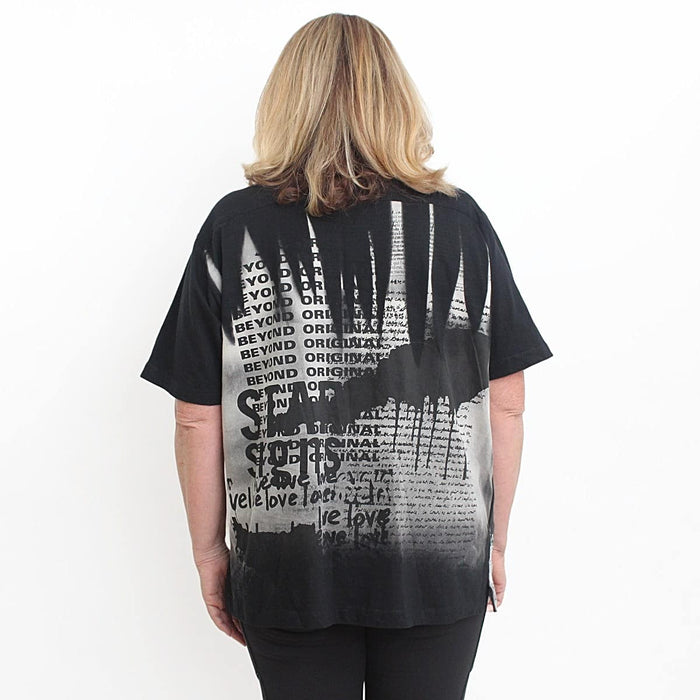 Magazine Print Button Down Shirt - Sylca Designs - Chunky Jewelry