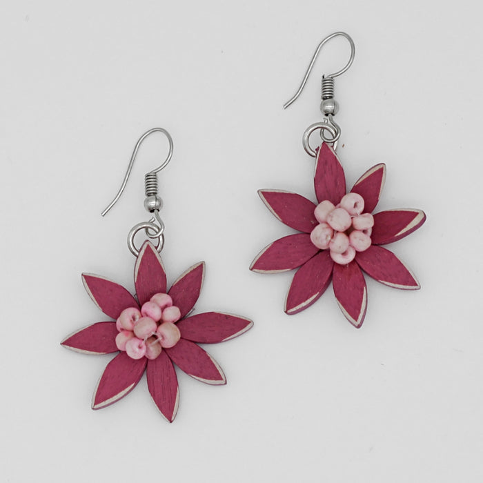 Magenta Amaya Flower Earrings - Sylca Designs - Chunky Jewelry