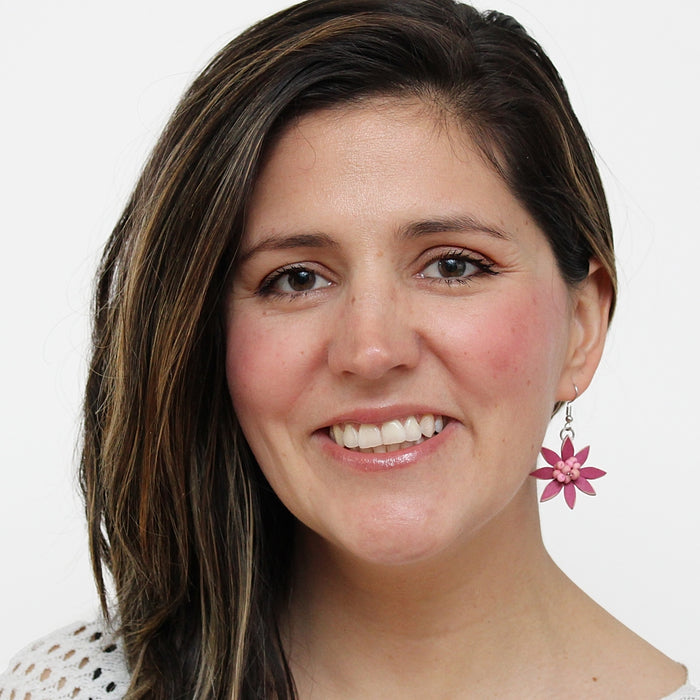 Magenta Amaya Flower Earrings - Sylca Designs - Chunky Jewelry