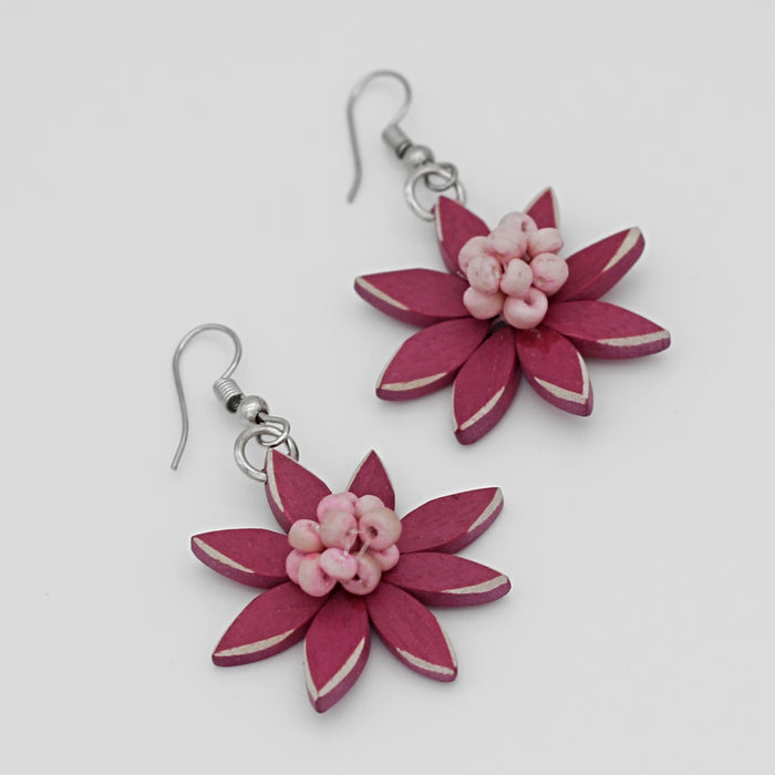 Magenta Amaya Flower Earrings - Sylca Designs - Chunky Jewelry