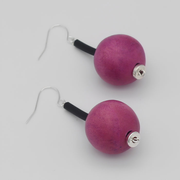 Magenta Ball Drop Earring - Sylca Designs - Chunky Jewelry