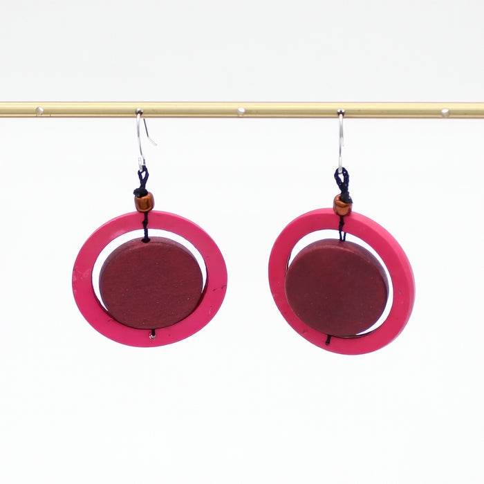 Magenta Circle Cut-Out Earrings