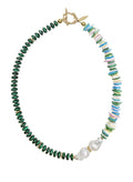 Malachite And Colorful Shell With Baroque Pearl Necklace QN017