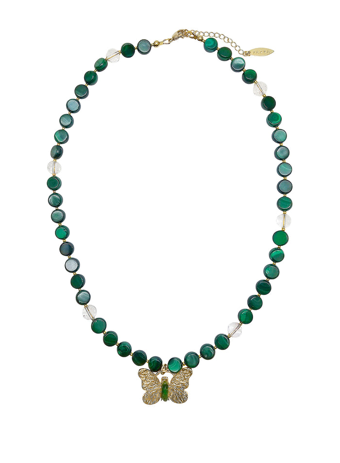 Malachite With Butterfly Pendant Necklace PN063