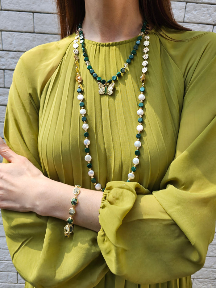 Malachite With Butterfly Pendant Necklace PN063