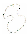 Malachite With Freshwater Pearl Multi-way Long Necklace EN005 - FARRA