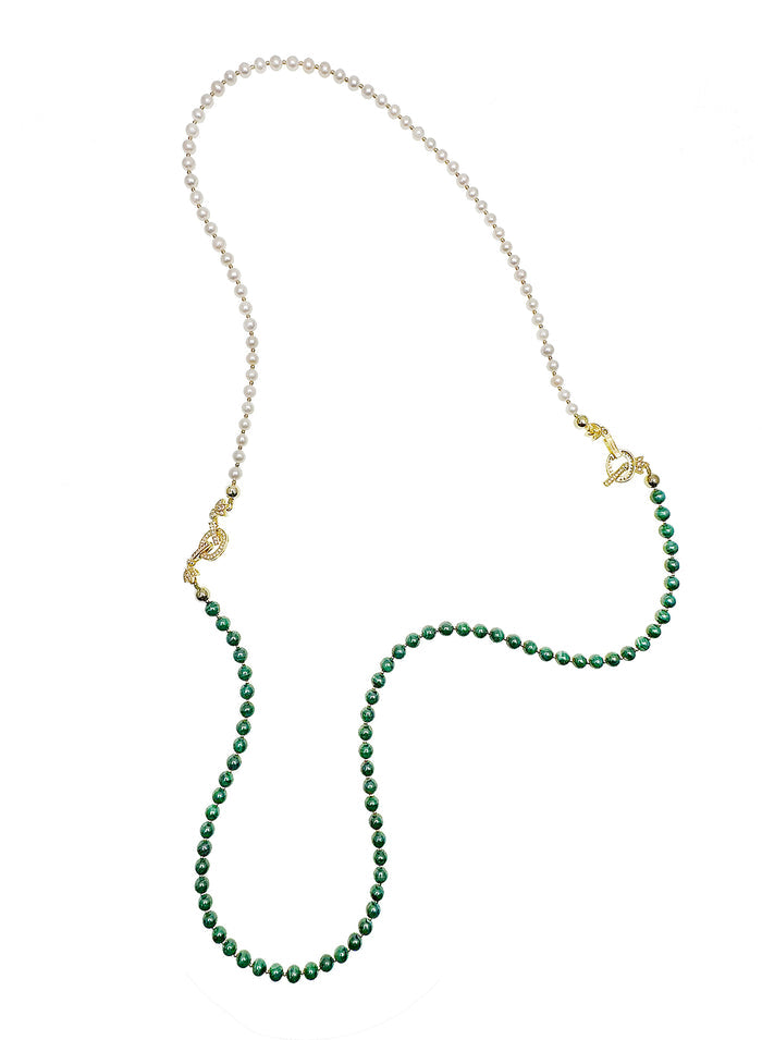 Malachite With Freshwater Pearls Versatile Necklace JN049 - FARRA