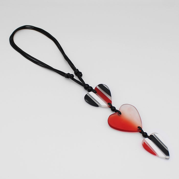 Mariee Red Striped Heart Pendant - Sylca Designs - Chunky Jewelry