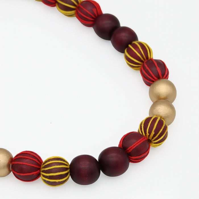 Maroon and Gold Threaded Art Deco Necklace