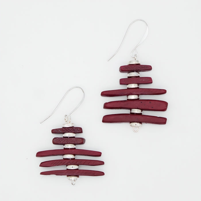 Maroon Simply Stacked Earrings