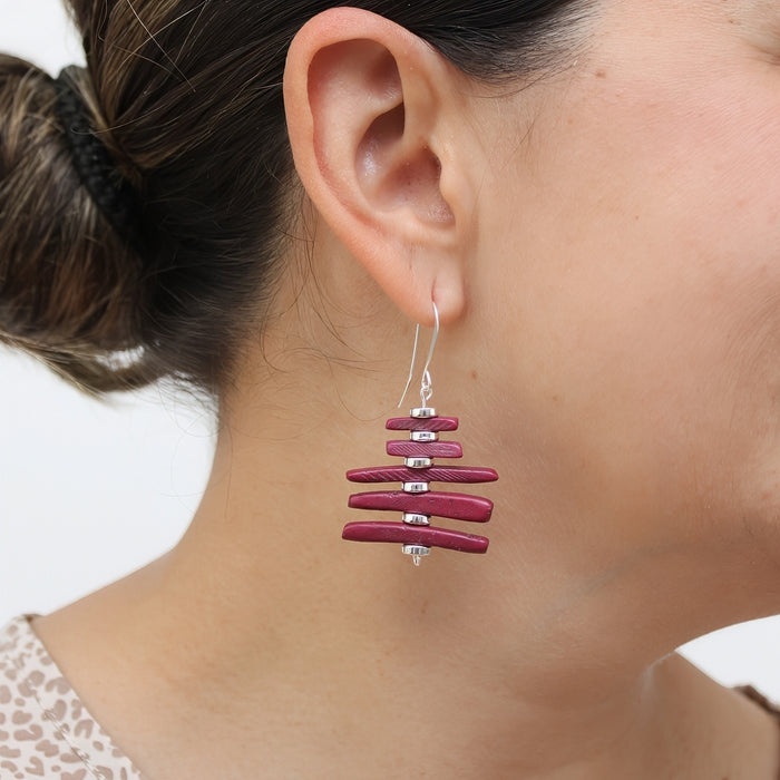 Maroon Simply Stacked Earrings