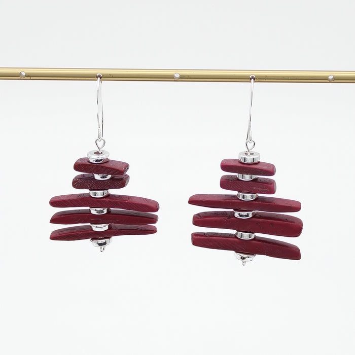 Maroon Simply Stacked Earrings