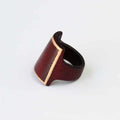 Maroon Wooden Ring with Gold Trim - Sylca Designs - Chunky Jewelry