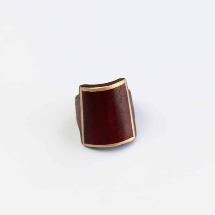 Maroon Wooden Ring with Gold Trim - Sylca Designs - Chunky Jewelry