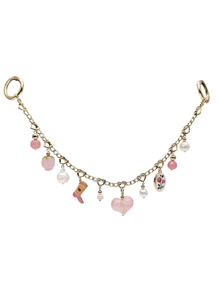 Meaningful Freshwater Pearls & Rose Quartz Chain Bag Charm