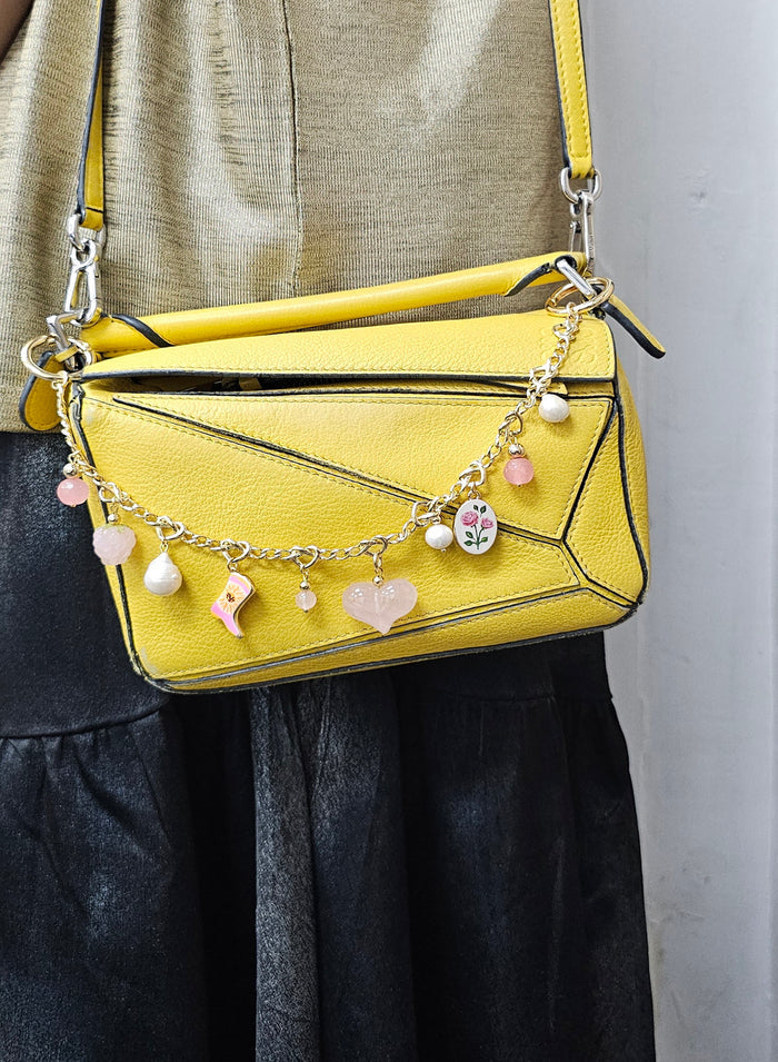 Meaningful Freshwater Pearls & Rose Quartz Chain Bag Charm