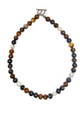 Men's Tiger's Iron Stone with Freshwater Pearls Necklace MEN19
