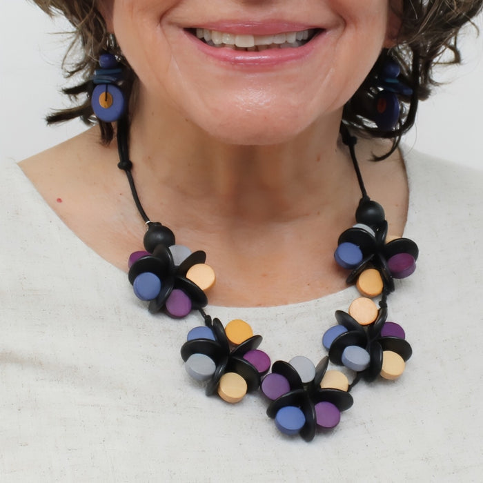 Merlot Cascading Blooms Necklace - Sylca Designs - Chunky Jewelry
