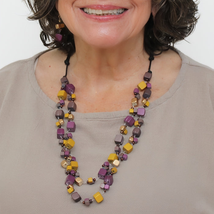 Merlot Lia Floating Bead Necklace - Sylca Designs - Chunky Jewelry