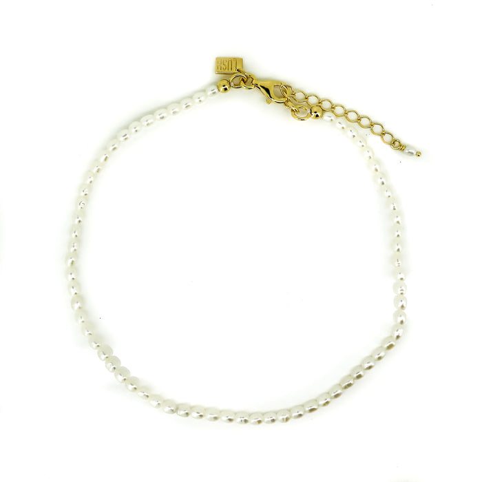 gold adjustable pearl anklet designed in broome