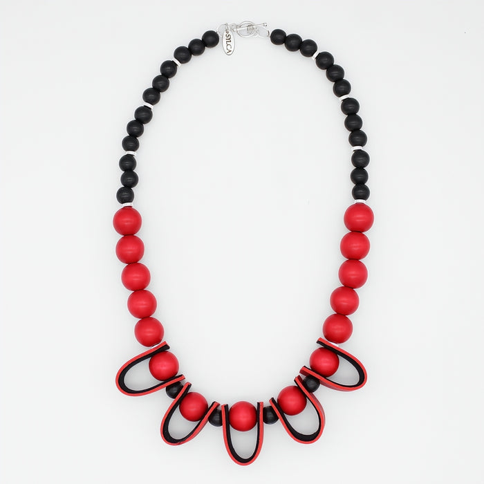 Midnight Ember Leather Statement Necklace - Sylca Designs - Chunky Jewelry