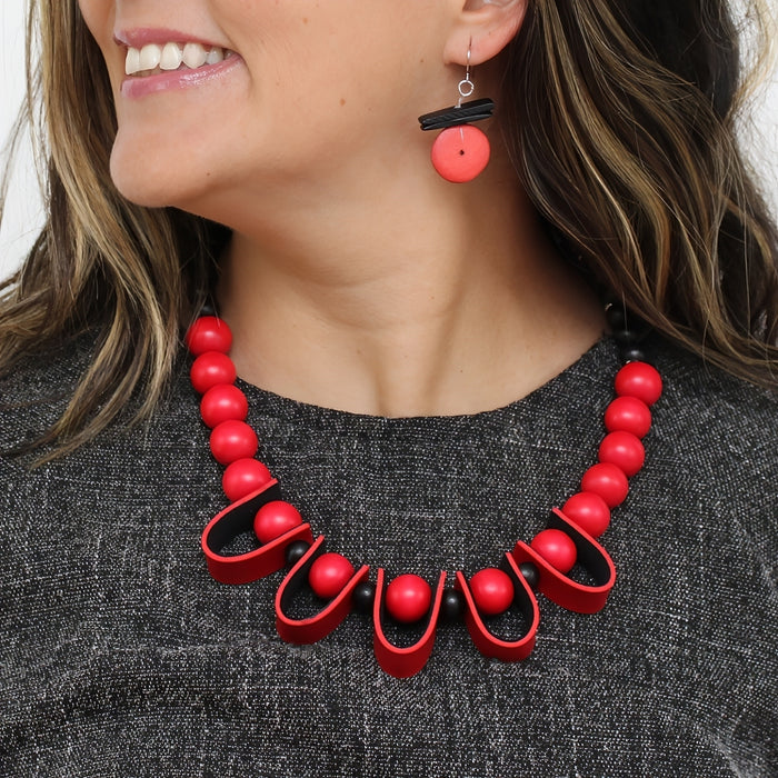 Midnight Ember Leather Statement Necklace - Sylca Designs - Chunky Jewelry