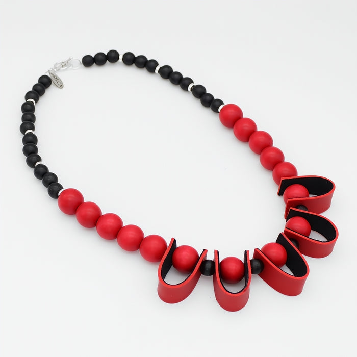 Midnight Ember Leather Statement Necklace - Sylca Designs - Chunky Jewelry