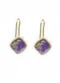 Minimalist Square Shaped Imperial Jasper Hoop earrings SE008