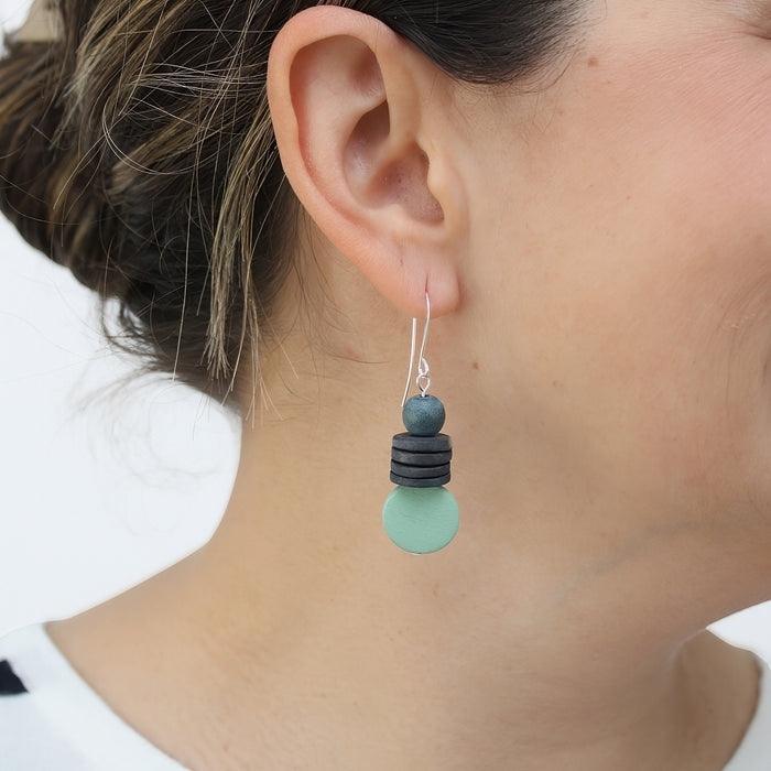 Mint and Black Dusk Earrings