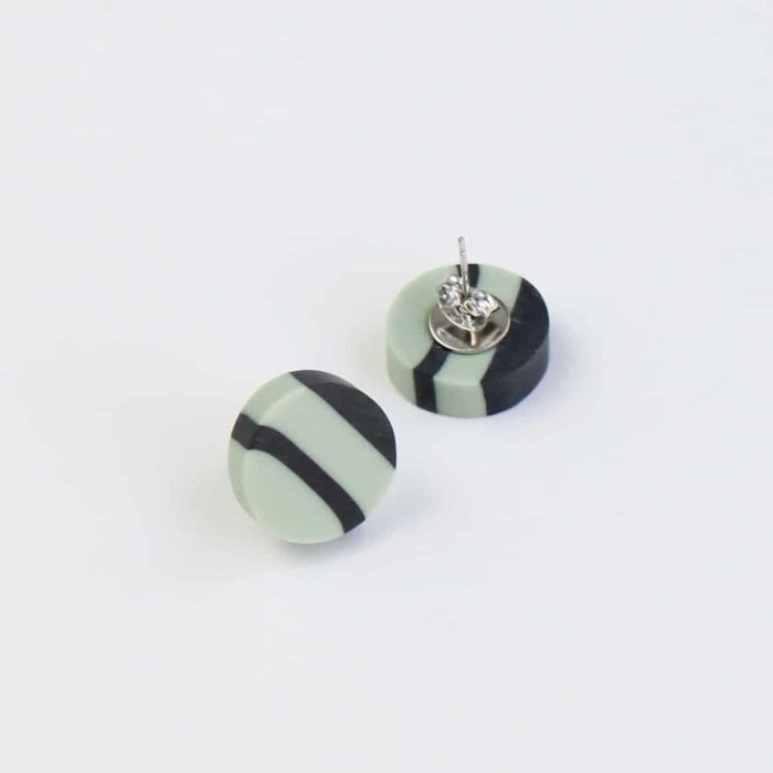 Mint and Black Striped Post - Sylca Designs - Chunky Jewelry