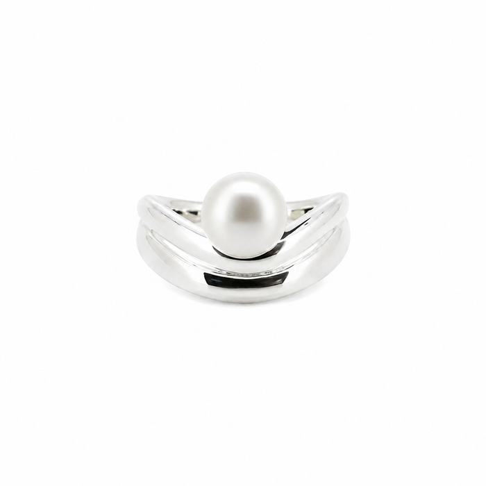 Moon Tide Pearl Ring Silver