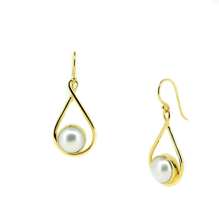 Gold pearl earrings designed in broome Western Australia by Lush Designs