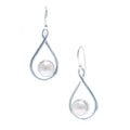 Moonlight Bay pearl hook earrings in 925 sterling silver with open teardrop frame designed in Broome Western Australia