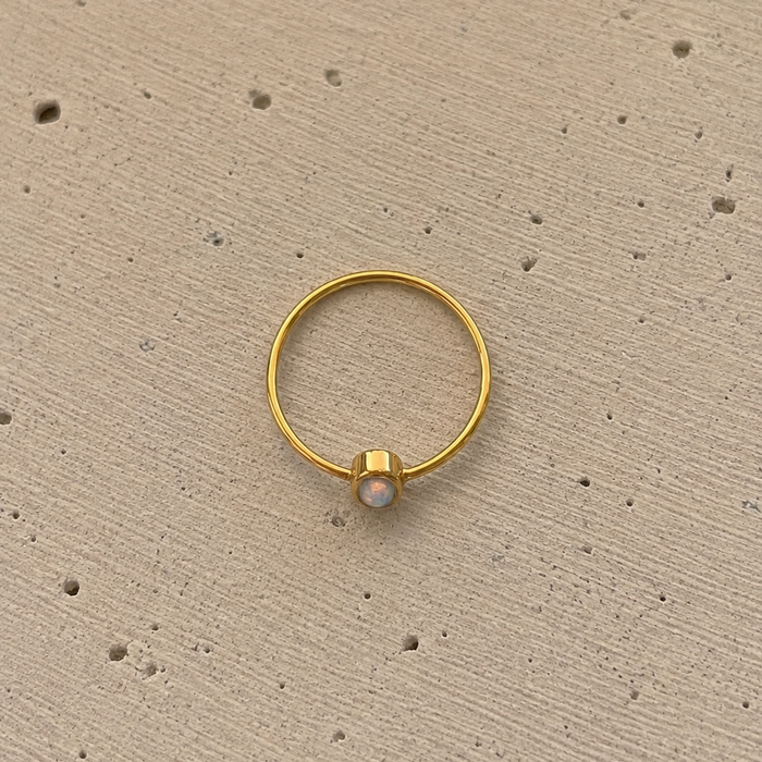 Moonlit Tide Dainty Opal Ring Gold