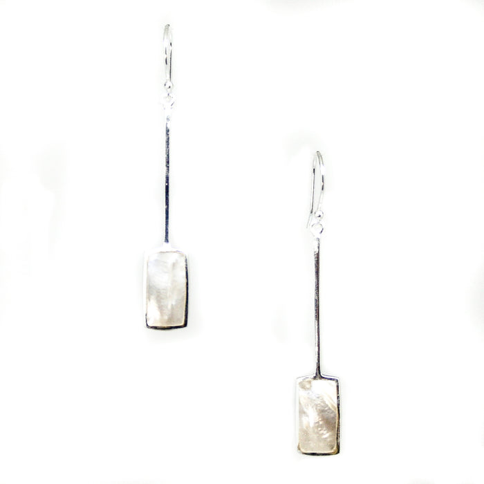 moon shadow mother of pearl Hook silver earrings