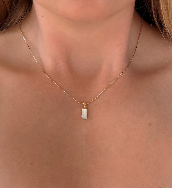 mother of pearl pendant gold vermeil rectangular charm