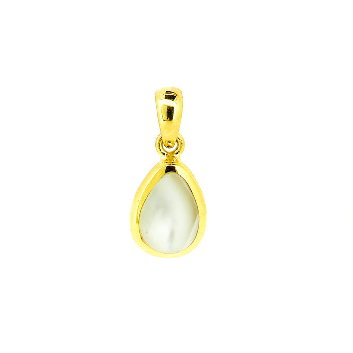 Morning Dew Drop Pendant in gold vermeil featuring a delicate teardrop design inspired by the beauty of sparkling morning dew.