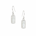 Bezel mother of pearl Silver hook earrings
