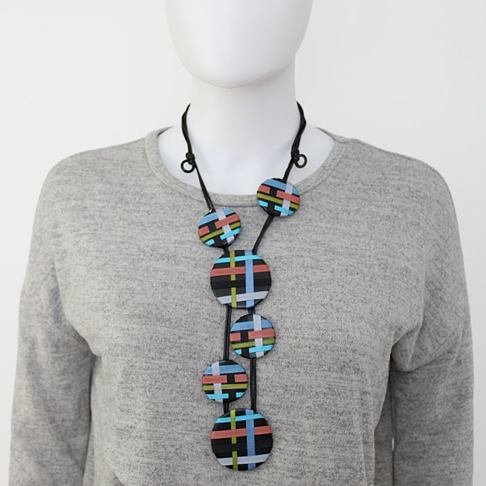 Multi Circles of Ribbon Fiona Necklace - Sylca Designs - Chunky Jewelry