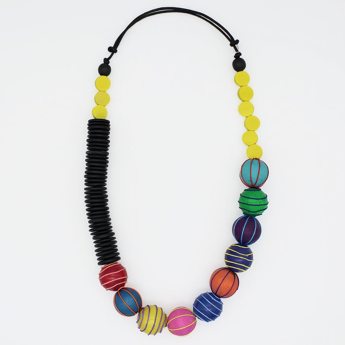 Multi-Color Anaya Wrapped Bead Necklace - Sylca Designs - Chunky Jewelry