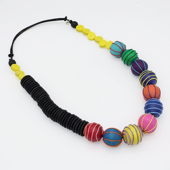 Multi-Color Anaya Wrapped Bead Necklace - Sylca Designs - Chunky Jewelry