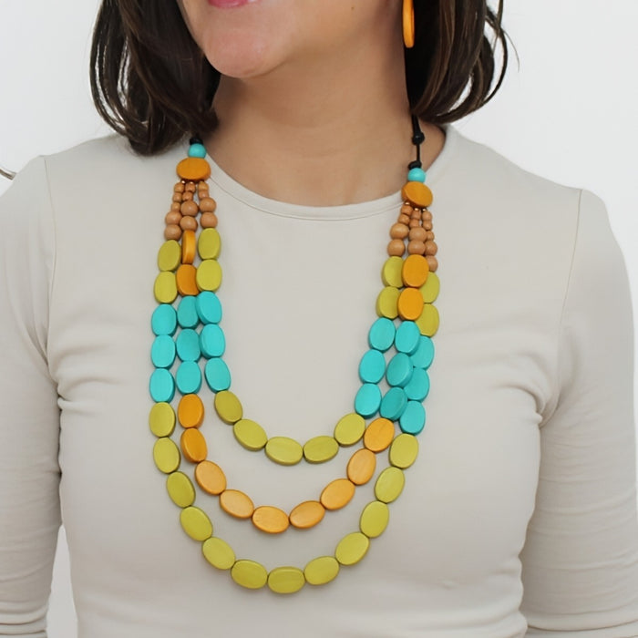 Multi Color Block Maya Necklace - Sylca Designs - Chunky Jewelry