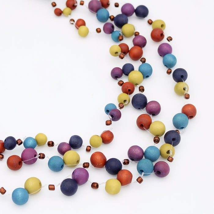 Multicolored beads on a white background