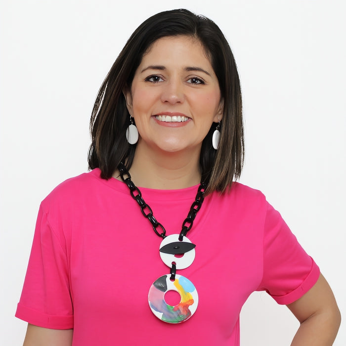 Multi-Color Chain Toggle Necklace - Sylca Designs - Chunky Jewelry