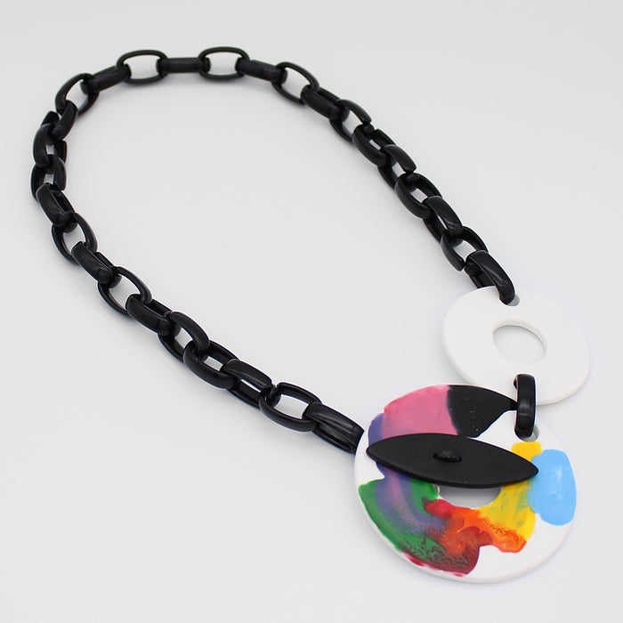 Multi-Color Chain Toggle Necklace - Sylca Designs - Chunky Jewelry