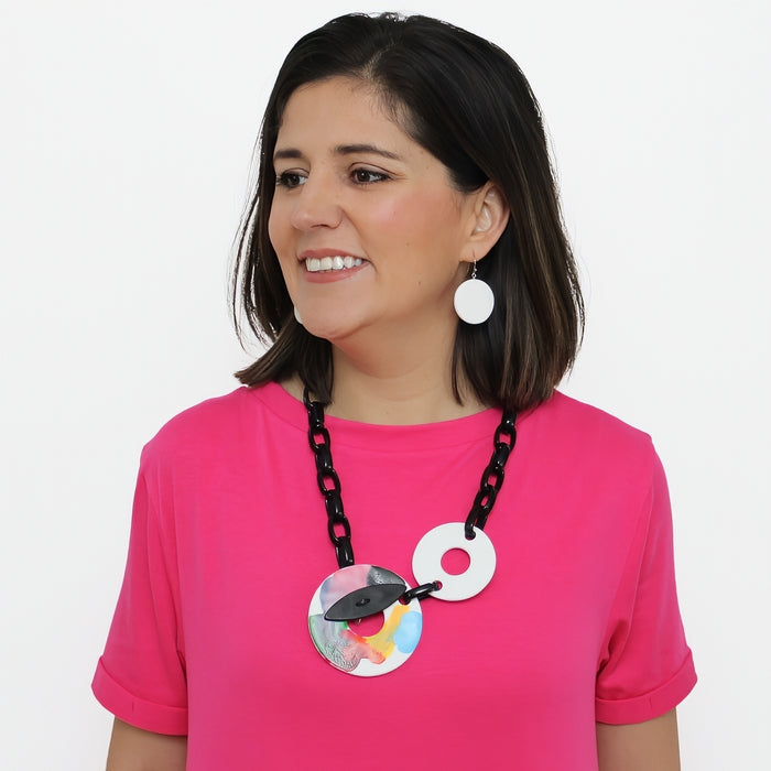 Multi-Color Chain Toggle Necklace - Sylca Designs - Chunky Jewelry