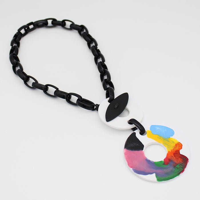Multi-Color Chain Toggle Necklace - Sylca Designs - Chunky Jewelry