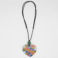 Multi Color Geometric Heart Pendant Necklace - Sylca Designs - Chunky Jewelry